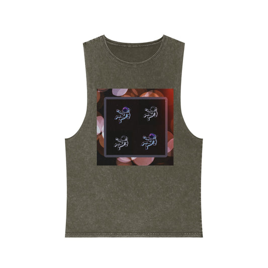 Stonewash Tank Top with Space Exploration Design