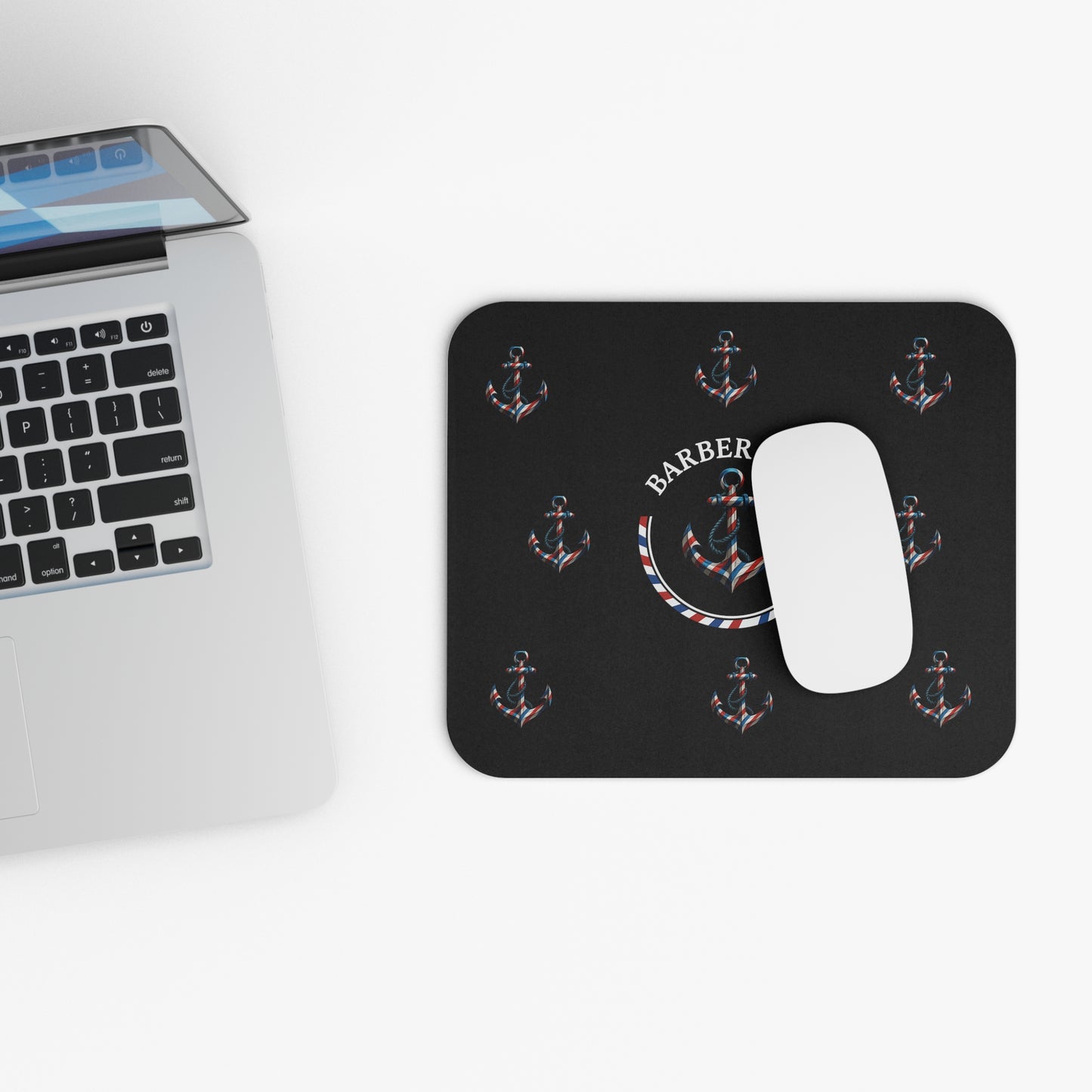 Barber Life Rectangle Mouse Pad - Nautical Anchor Design