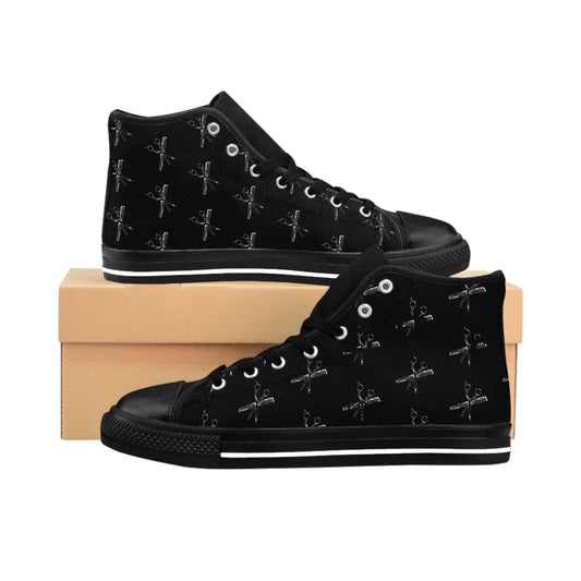 Stylish High-Top Sneakers for Everyday Comfort, Black Graphic Design