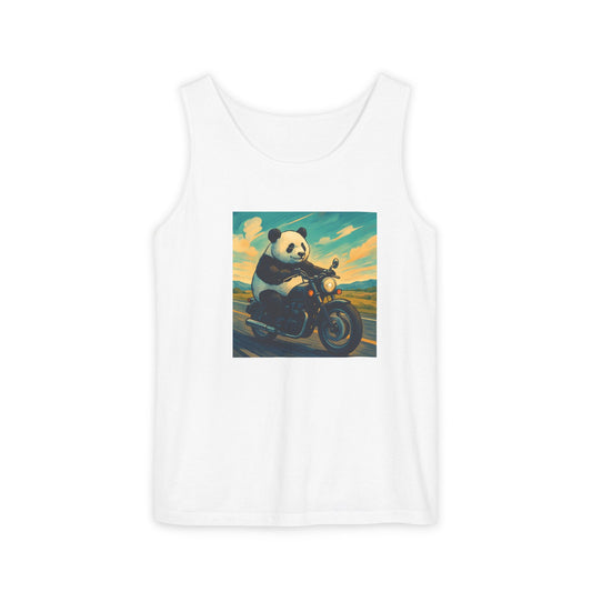 Panda Motorcycle Tank Top, Summer Style, Gift for Animal Lovers, Trendy Casual Wear, Beach Days, Eco-Friendly Fashion