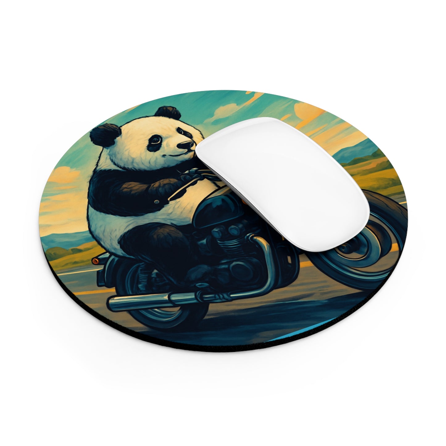 Panda Rider Mouse Pad - Fun Desk Accessory, Gifts for Gamers, Cute Office Decor, Animal Lover Gift, Unique Workstation Item