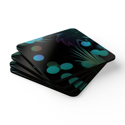 Stylish Corkwood Coaster Set | Tropical Vibes, Home Decor, Drink Coasters, Gift for Her, Eco-Friendly Living