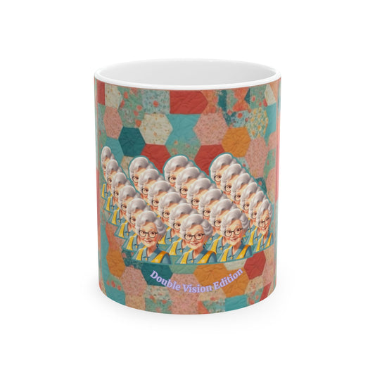 Whimsical Ceramic Mug for Coffee Lovers | Colorful Hexagon Design | Perfect Gift for Friends, Art Lovers, Unique Kitchen Decor