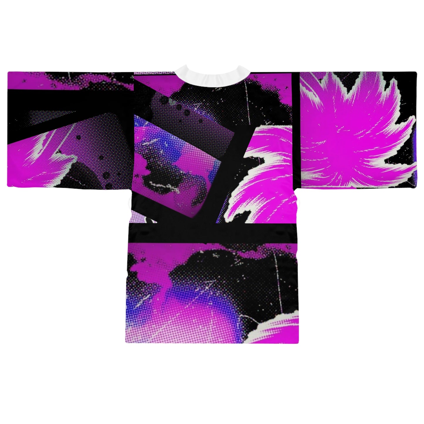 Chic Long Sleeve Kimono Robe - Vibrant Graphic Print