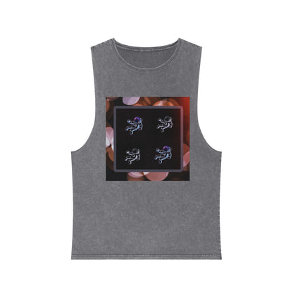 Stonewash Tank Top with Space Exploration Design