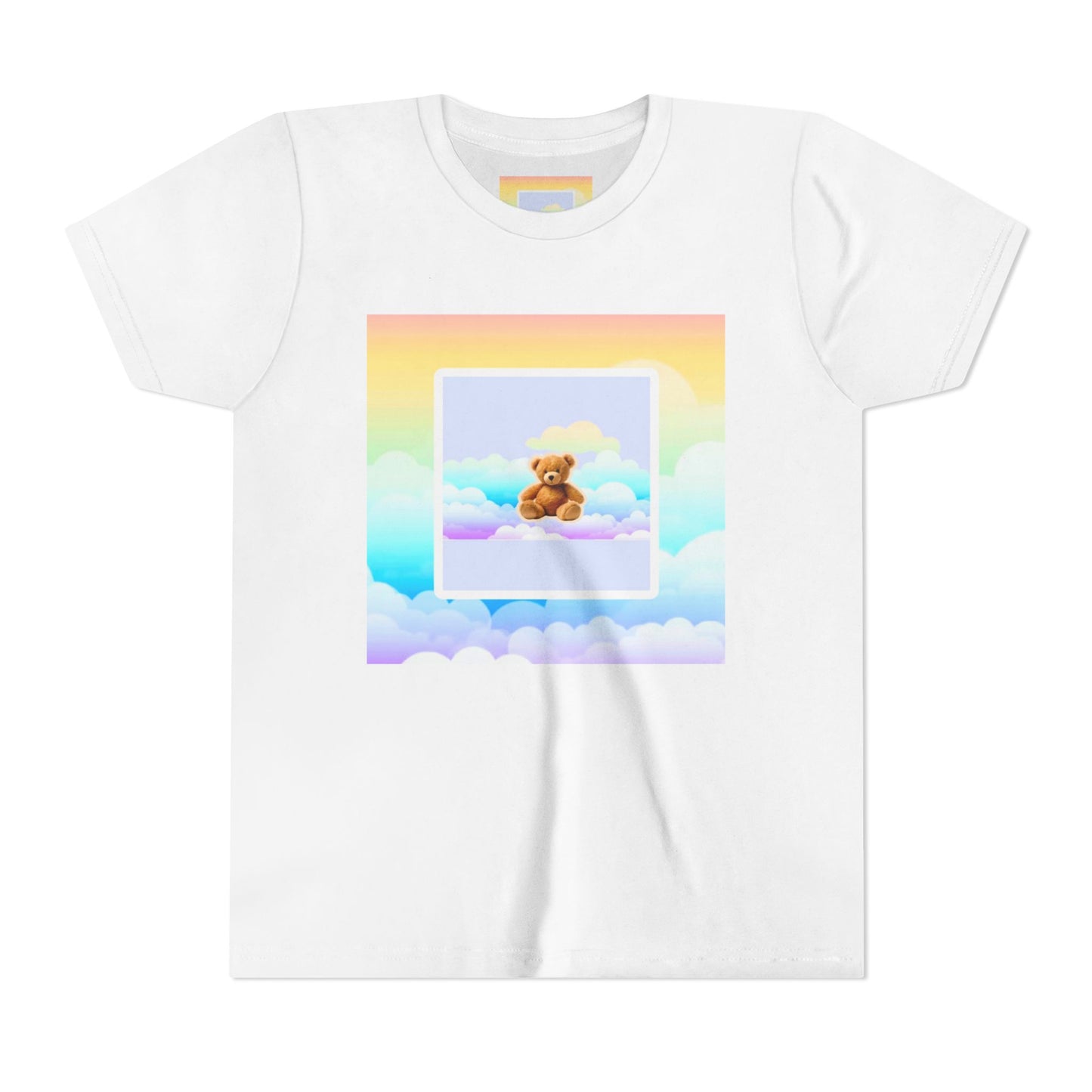 Cute Cloud Teddy Bear Youth Tee, Kids Summer Shirt, Pastel Graphic Tee, Birthday Gift, Adorable Kids Apparel, Soft Cotton
