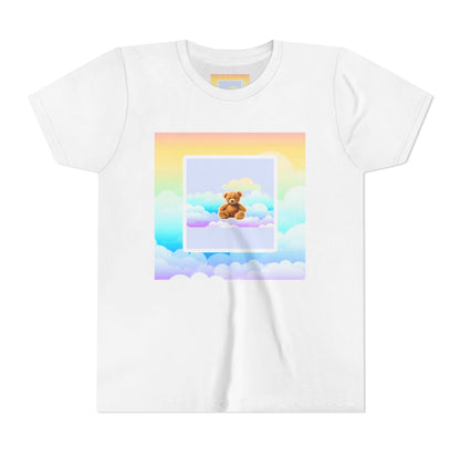 Cute Cloud Teddy Bear Youth Tee, Kids Summer Shirt, Pastel Graphic Tee, Birthday Gift, Adorable Kids Apparel, Soft Cotton