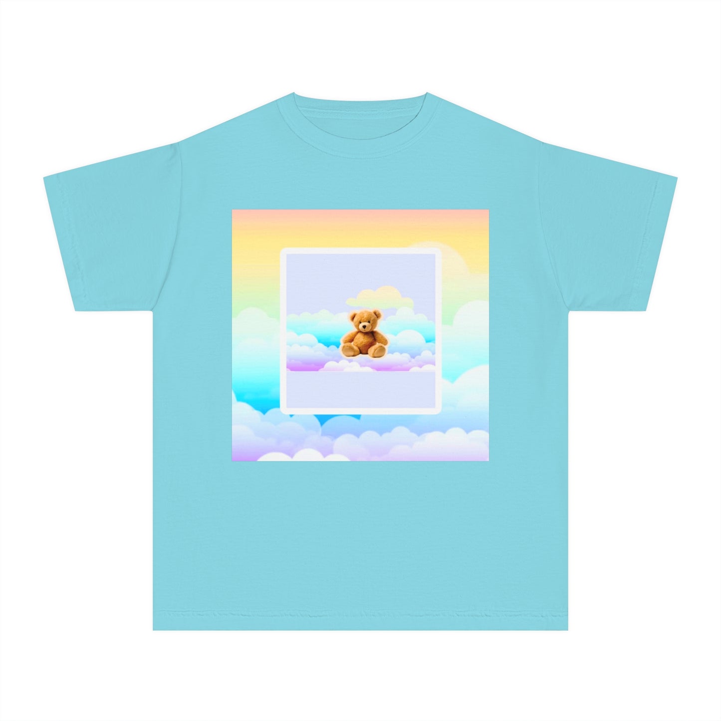 Cute Teddy Bear Youth Midweight Tee, Kids T-Shirt, Summer Style, Birthday Gift, Graphic Tee, Fun Casual Wear, Cloud Design
