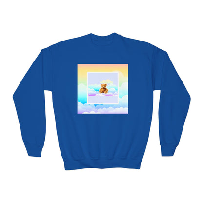 Youth Crewneck Sweatshirt - Cute Teddy Bear on Cloud Design, Cozy Pullover for Kids, Perfect Gift for Birthdays & Holidays, Casual Wear