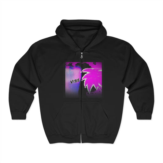 Vibrant Vibes Hoodie, Unisex Zip-Up Sweatshirt, Cozy Fall Wear, Casual Fashion