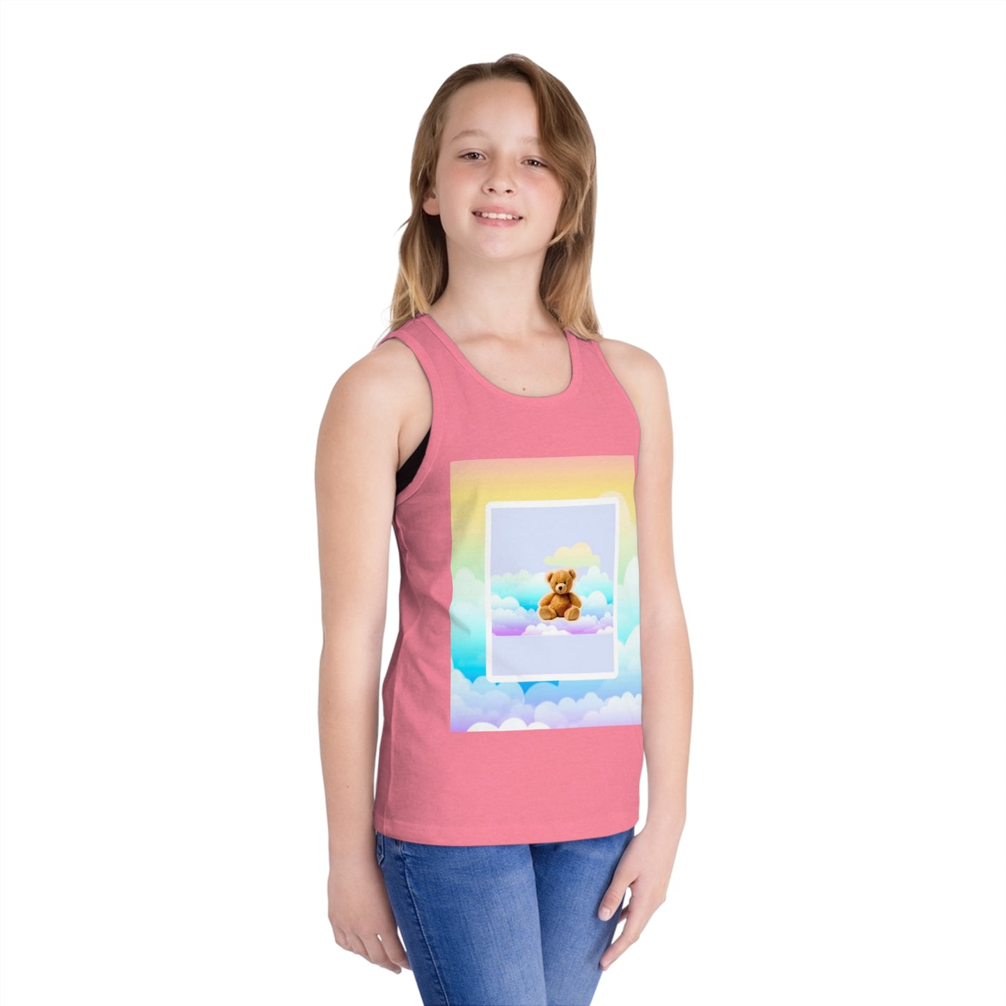 Whimsical Kid's Jersey Tank Top with Bear Design, Summer Wear, Playtime Apparel, Gift for Kids, Cute Kids Clothing