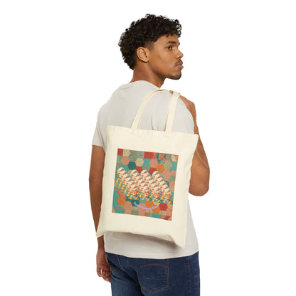 Colorful Patterned Cotton Canvas Tote Bag, Eco-Friendly Shopping Bag, Beach Tote, Art Lover Gift, Reusable Grocery Bag, Casual Bag