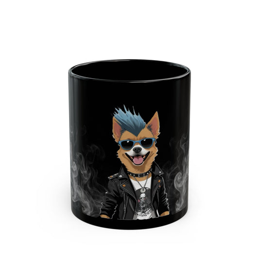 Punk Rock Dog Mug - Cool Canine Coffee Cup, Gift for Dog Lovers, Pet Owner Gift, Unique Home Decor, Halloween and Birthday Present
