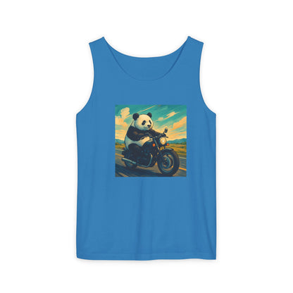 Panda Motorcycle  Tank Top, Summer Style, Gift for Animal Lovers, Trendy Casual Wear, Beach Days, Eco-Friendly Fashion