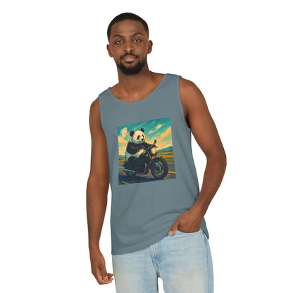 Panda Motorcycle  Tank Top, Summer Style, Gift for Animal Lovers, Trendy Casual Wear, Beach Days, Eco-Friendly Fashion