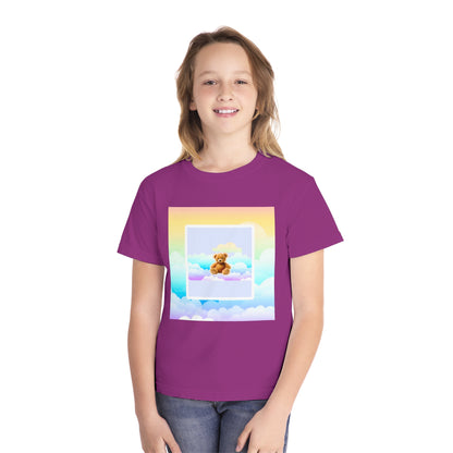 Cute Teddy Bear Youth Midweight Tee, Kids T-Shirt, Summer Style, Birthday Gift, Graphic Tee, Fun Casual Wear, Cloud Design