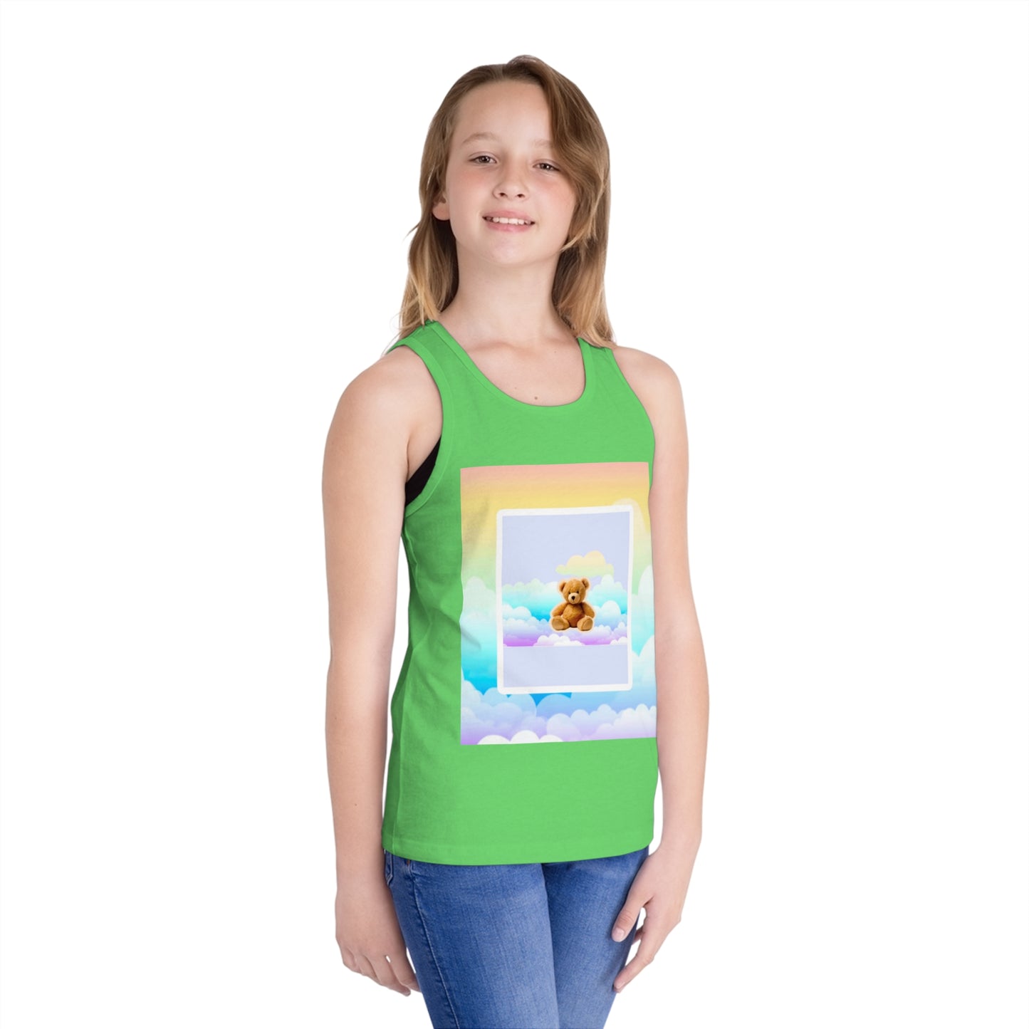 Whimsical Kid's Jersey Tank Top with Bear Design, Summer Wear, Playtime Apparel, Gift for Kids, Cute Kids Clothing