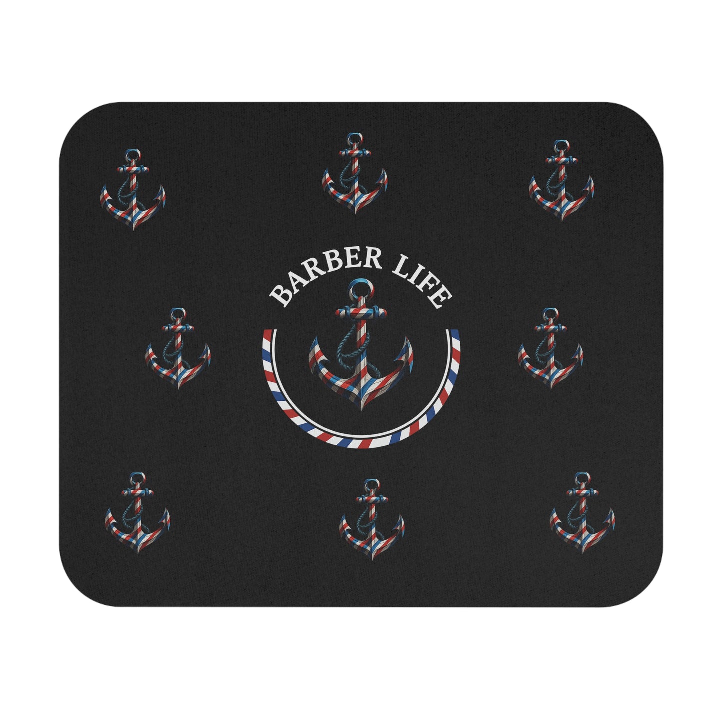 Barber Life Rectangle Mouse Pad - Nautical Anchor Design