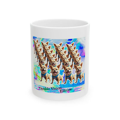 Double Vision Edition Dog Lover Ceramic Mug for Coffee Lovers, Gift for Pet Owners, Unique Dog Mug, Colorful Chihuahua Mug