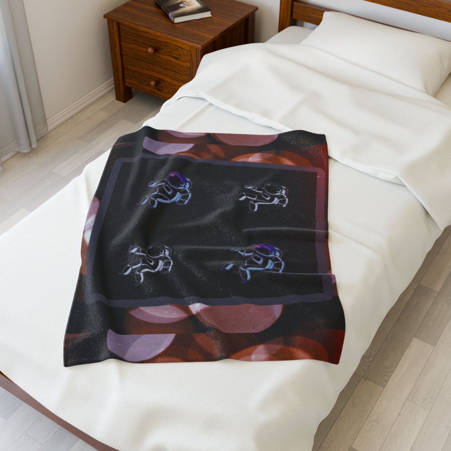 Astronaut Orbit Chasers Themed Velveteen Plush Blanket | Cozy Space Decor, Gift for Astronaut Lovers, Soft Throw for All Occasions