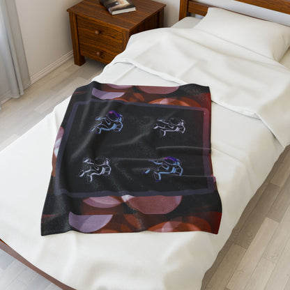Astronaut Orbit Chasers Themed Velveteen Plush Blanket | Cozy Space Decor, Gift for Astronaut Lovers, Soft Throw for All Occasions