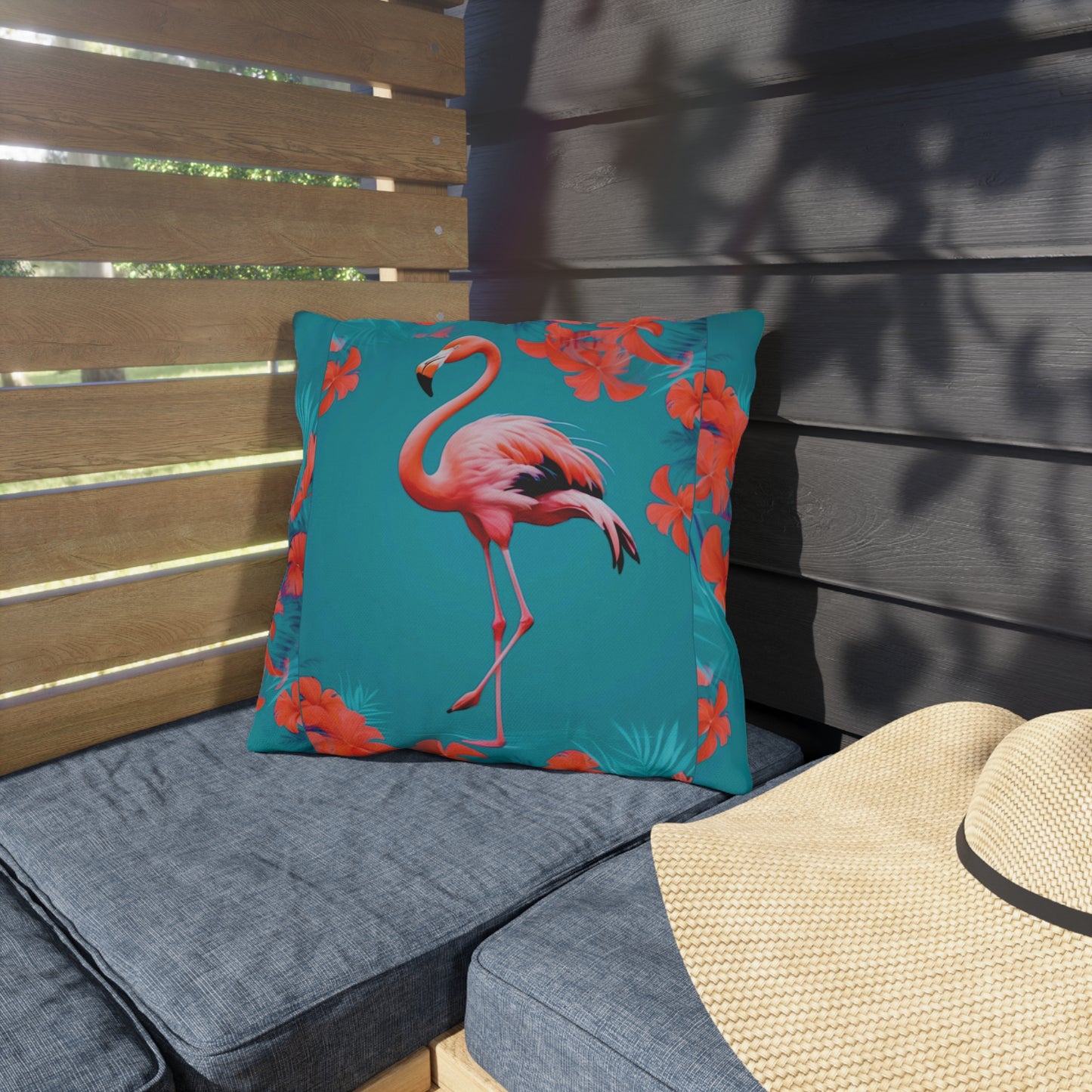 Vibrant Flamingo Outdoor Pillow, Tropical Decor, Patio Cushion, Summer Vibes, Floral Accent Pillow, Garden Decor