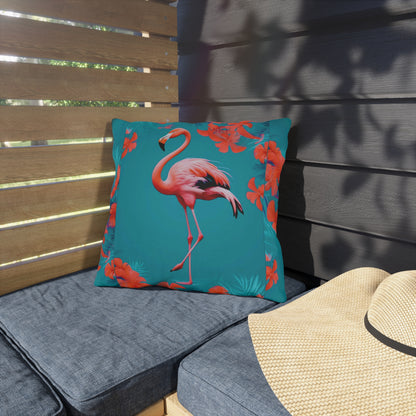Vibrant Flamingo Outdoor Pillow, Tropical Decor, Patio Cushion, Summer Vibes, Floral Accent Pillow, Garden Decor