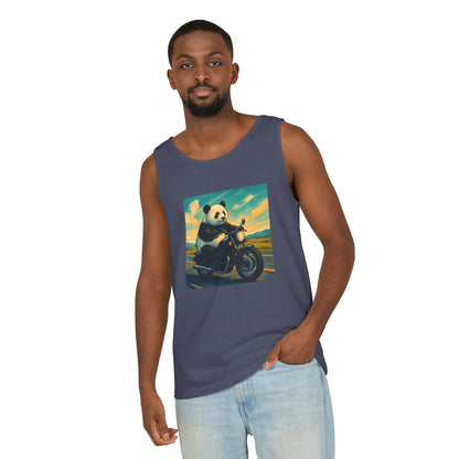 Panda Motorcycle  Tank Top, Summer Style, Gift for Animal Lovers, Trendy Casual Wear, Beach Days, Eco-Friendly Fashion