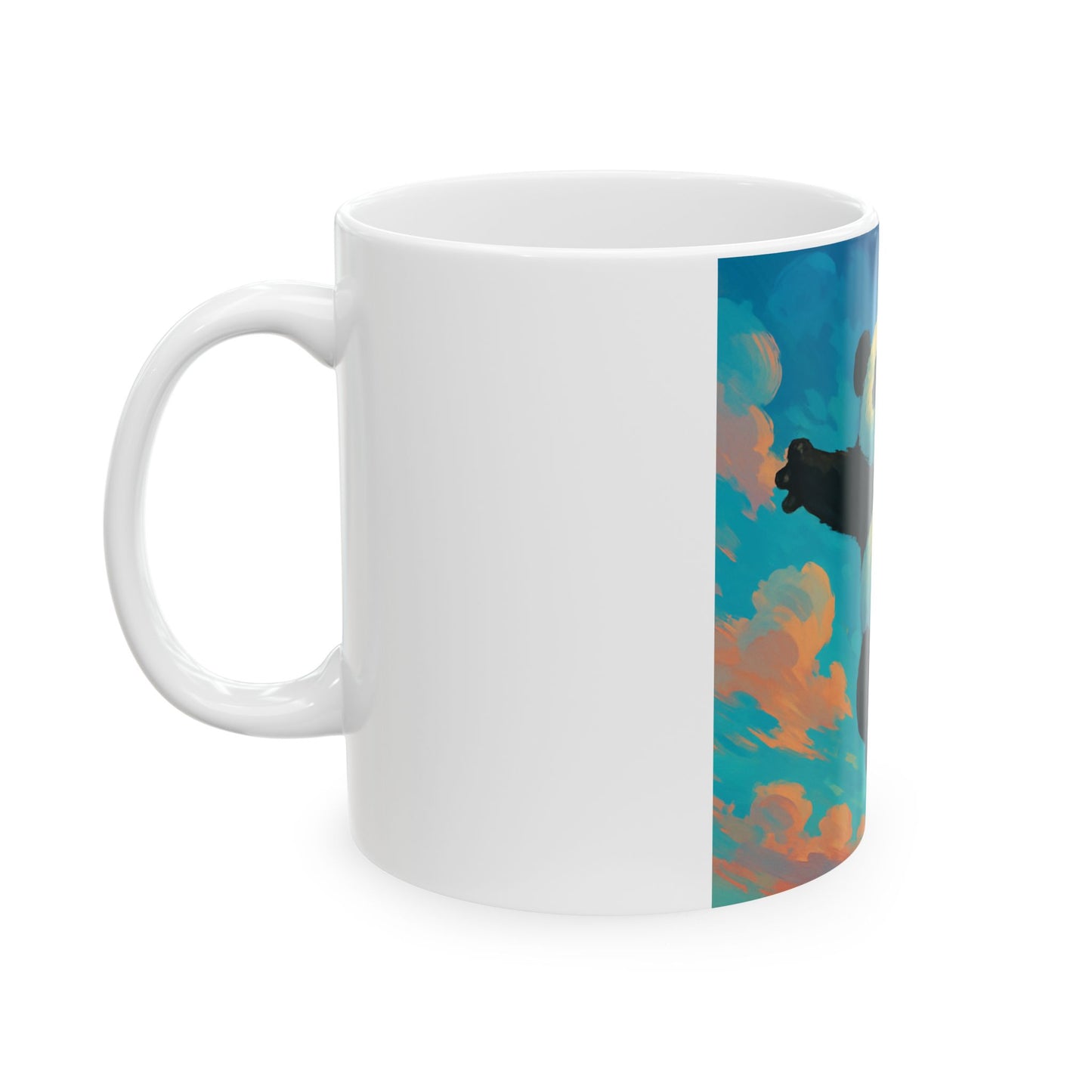 Whimsical Panda Ceramic Mug - Joyful Coffee Cup for Animal Lovers, Cute Gift for Birthdays, Fun Home Decor, Celebration Mug