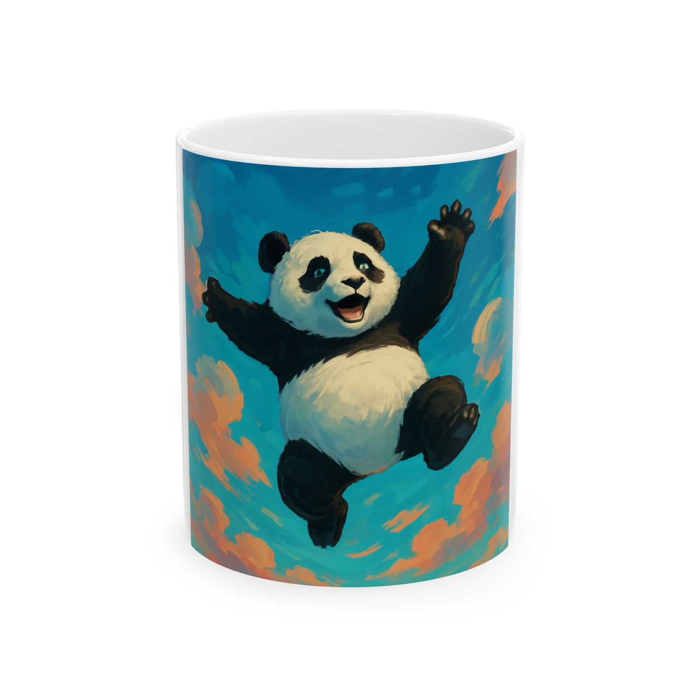 Whimsical Panda Ceramic Mug - Joyful Coffee Cup for Animal Lovers, Cute Gift for Birthdays, Fun Home Decor, Celebration Mug