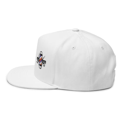 Stylish Embroidered Flat Bill Cap for Trendsetters, Adjustable Snapback