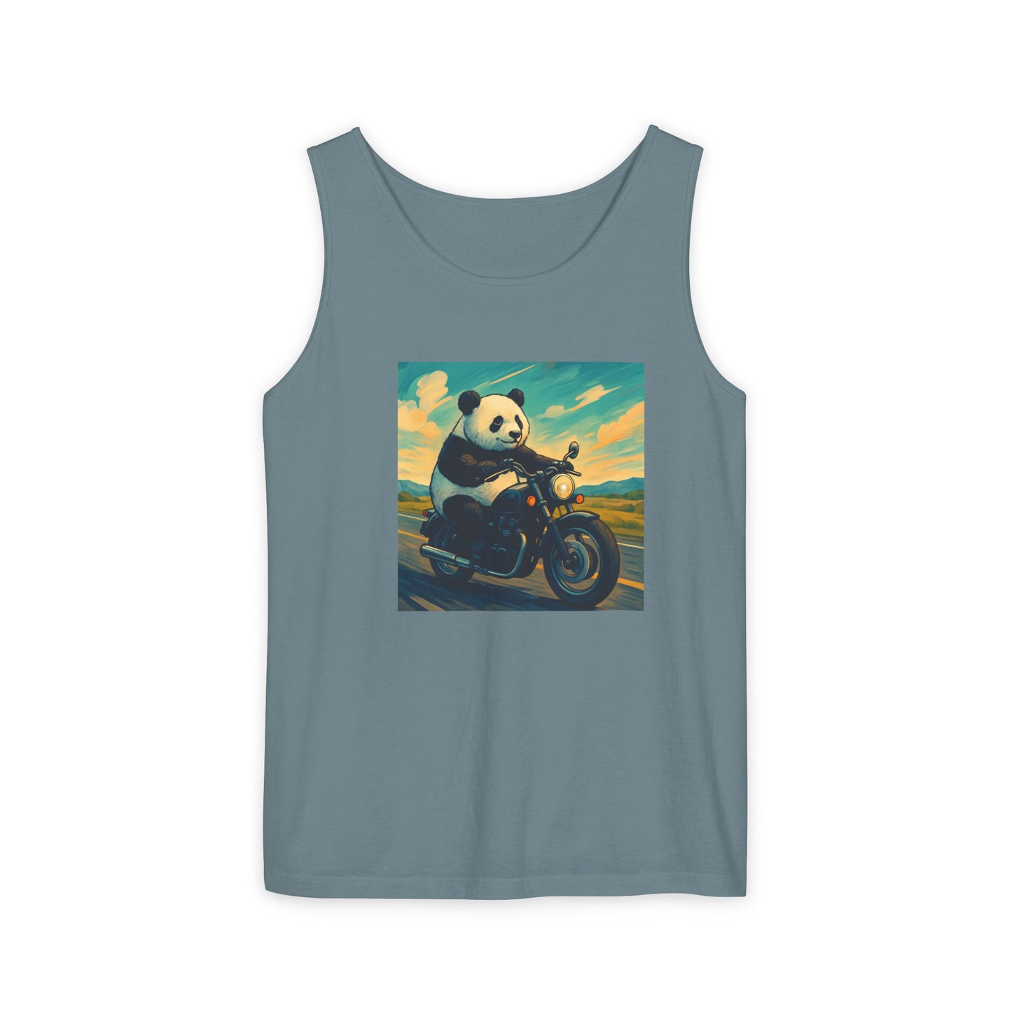 Panda Motorcycle  Tank Top, Summer Style, Gift for Animal Lovers, Trendy Casual Wear, Beach Days, Eco-Friendly Fashion