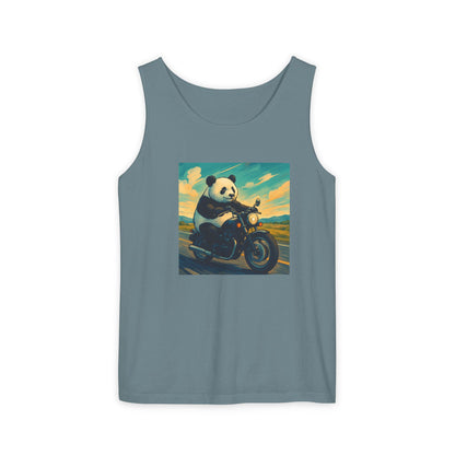 Panda Motorcycle  Tank Top, Summer Style, Gift for Animal Lovers, Trendy Casual Wear, Beach Days, Eco-Friendly Fashion