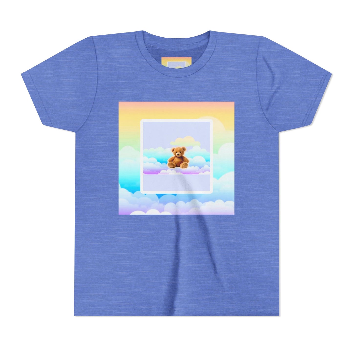 Cute Cloud Teddy Bear Youth Tee, Kids Summer Shirt, Pastel Graphic Tee, Birthday Gift, Adorable Kids Apparel, Soft Cotton
