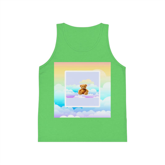 Whimsical Kid's Jersey Tank Top with Bear Design, Summer Wear, Playtime Apparel, Gift for Kids, Cute Kids Clothing