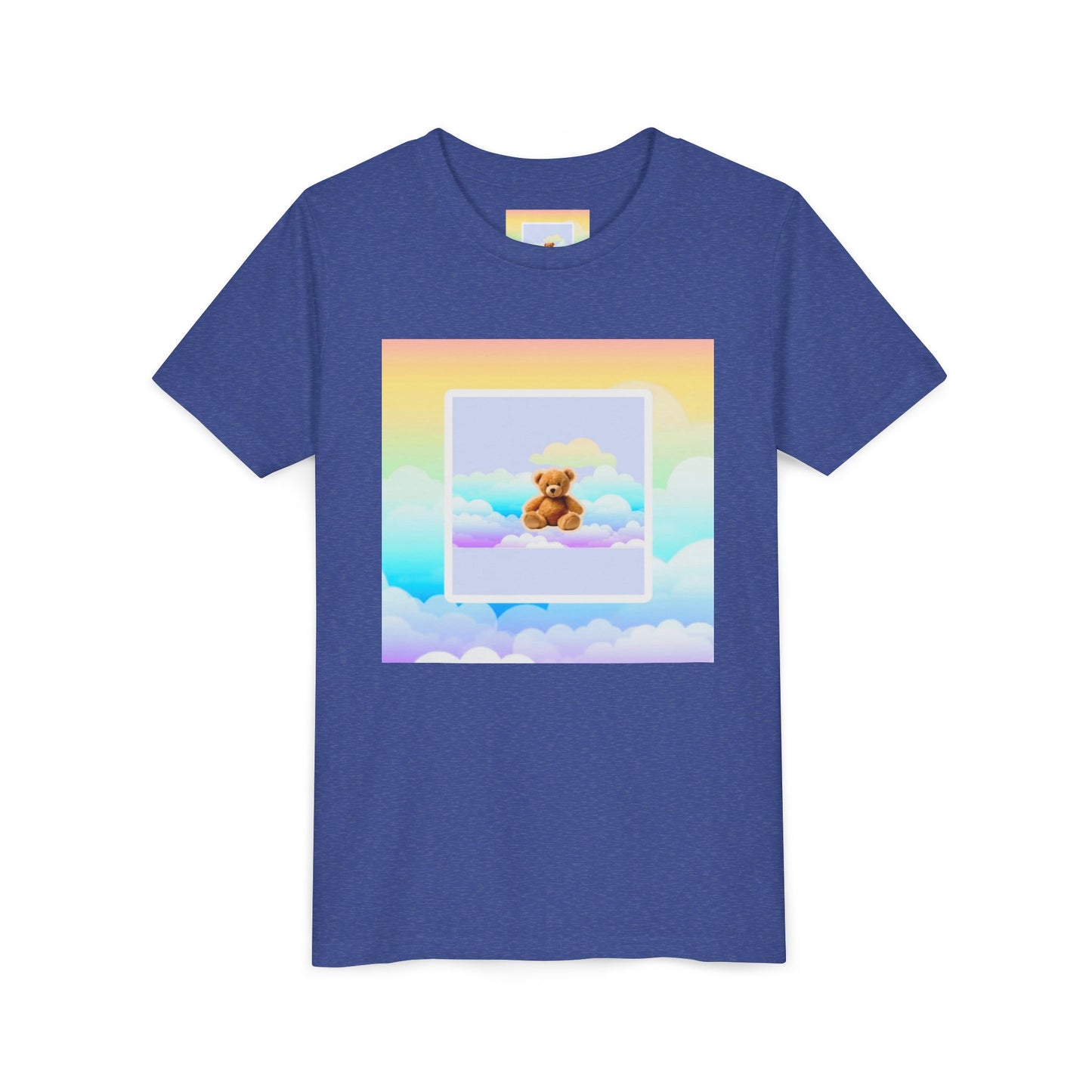 Cute Cloud Teddy Bear Youth Tee, Kids Summer Shirt, Pastel Graphic Tee, Birthday Gift, Adorable Kids Apparel, Soft Cotton