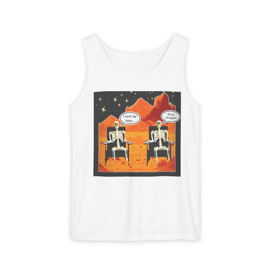 Chillin' Skeletons Tank Top - Fun Summer Vibes, Unisex Relaxed Fit, Perfect for Beach Days, Halloween Parties, and Everyday Wear