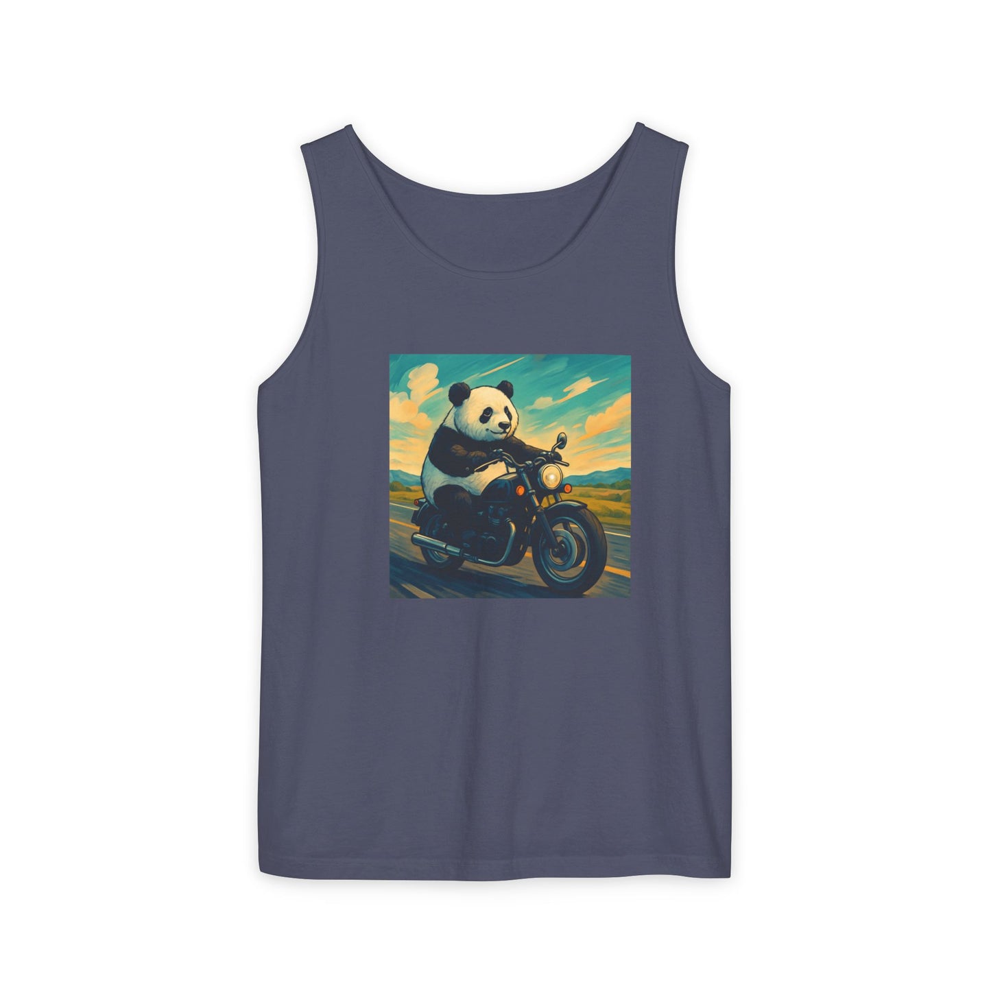Panda Motorcycle  Tank Top, Summer Style, Gift for Animal Lovers, Trendy Casual Wear, Beach Days, Eco-Friendly Fashion