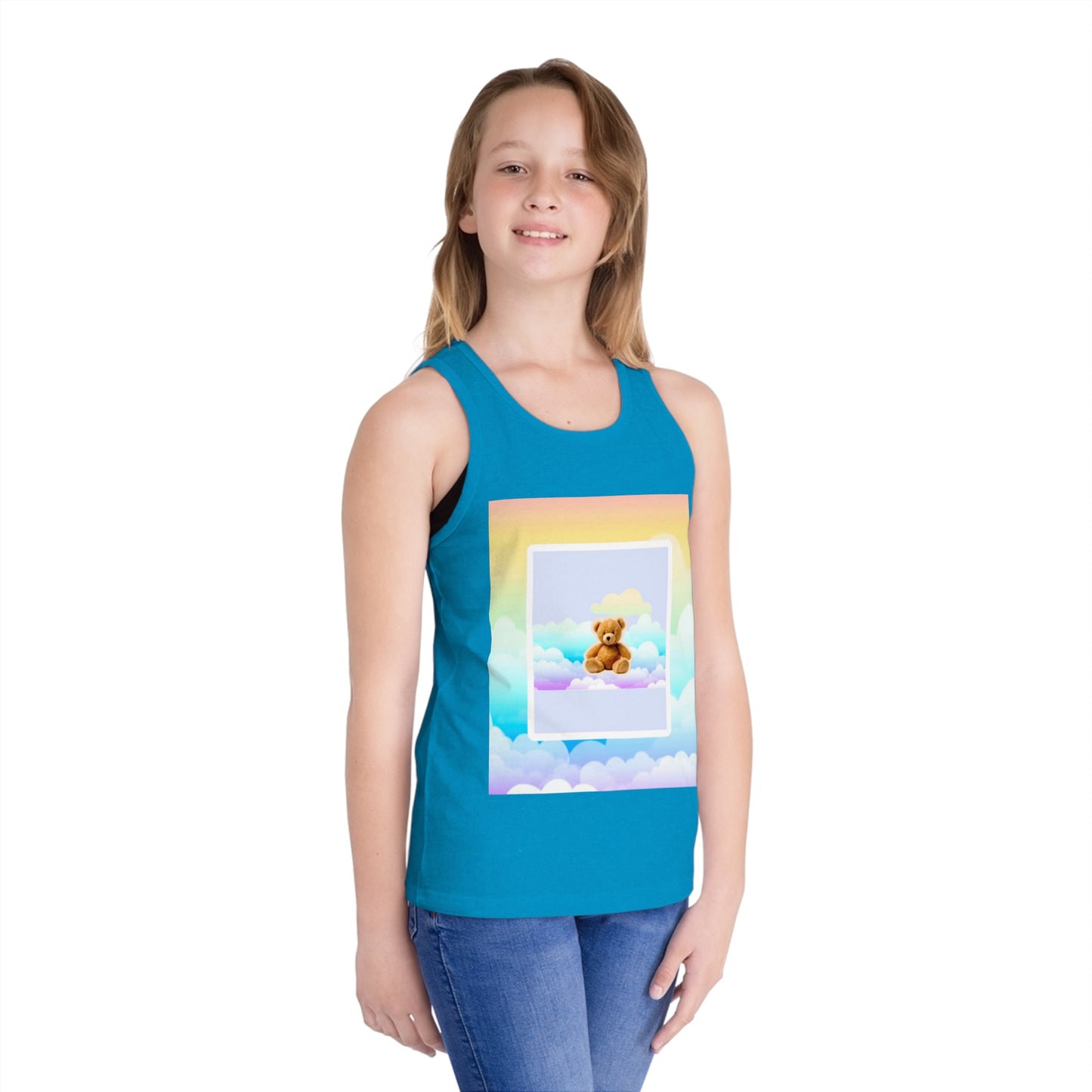 Whimsical Kid's Jersey Tank Top with Bear Design, Summer Wear, Playtime Apparel, Gift for Kids, Cute Kids Clothing