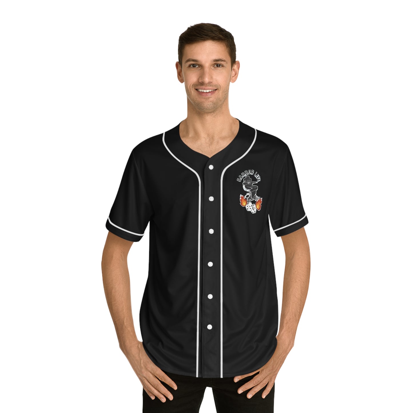 Barber Life Men's Baseball Jersey, Casual Sports Wear, Retro Style Shirt, Gift for Baseball Lovers, Unique Team Apparel