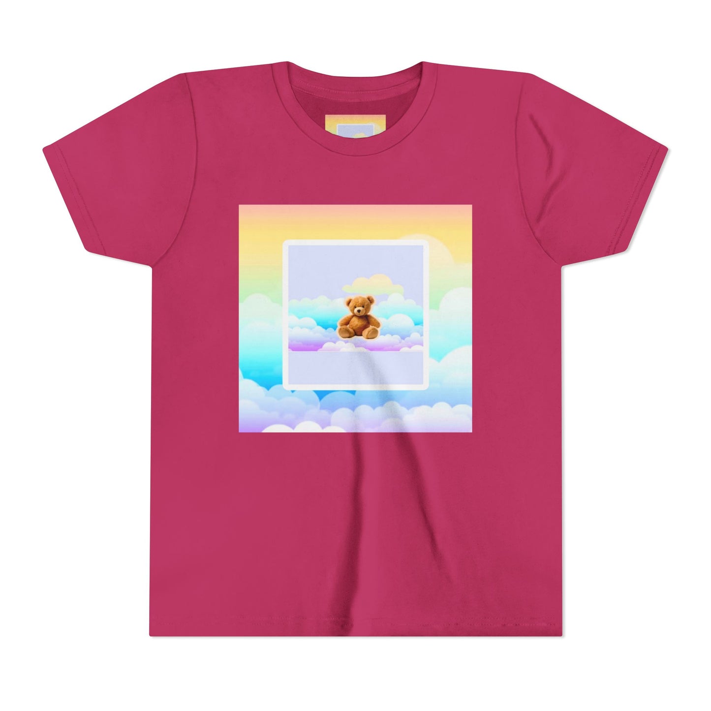 Cute Cloud Teddy Bear Youth Tee, Kids Summer Shirt, Pastel Graphic Tee, Birthday Gift, Adorable Kids Apparel, Soft Cotton