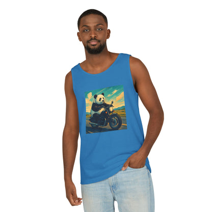 Panda Motorcycle  Tank Top, Summer Style, Gift for Animal Lovers, Trendy Casual Wear, Beach Days, Eco-Friendly Fashion