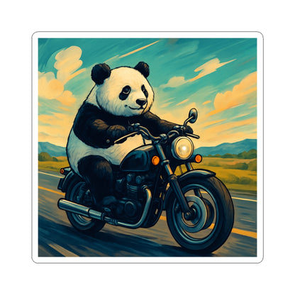 Panda Biker Kiss-Cut Stickers | Fun Motorcycle Decor, Cute Animal Gifts, Laptop Stickers, Kids Room Wall Art, Unique Party Favors