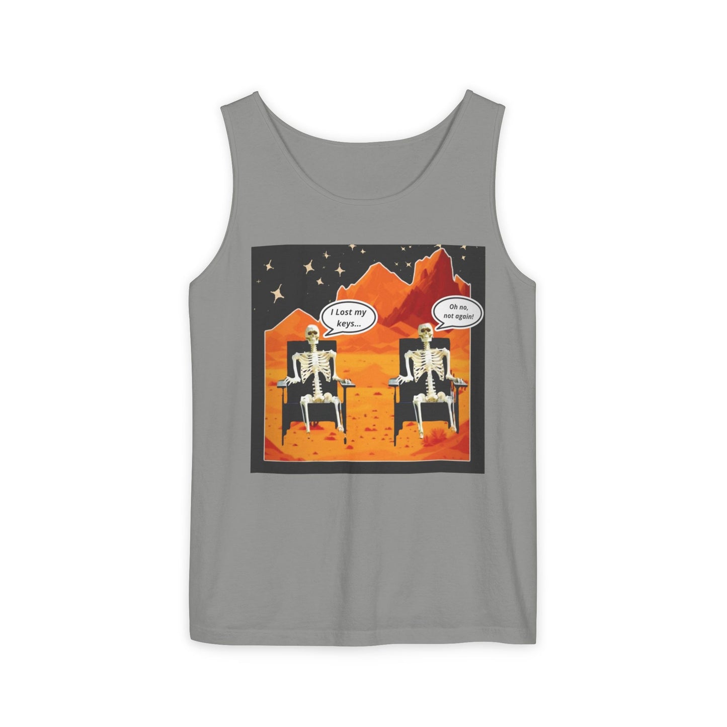 Chillin' Skeletons Tank Top - Fun Summer Vibes, Unisex Relaxed Fit, Perfect for Beach Days, Halloween Parties, and Everyday Wear