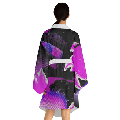 Chic Long Sleeve Kimono Robe - Vibrant Graphic Print