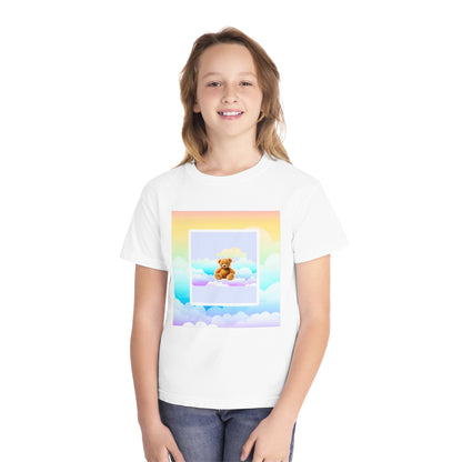 Cute Teddy Bear Youth Midweight Tee, Kids T-Shirt, Summer Style, Birthday Gift, Graphic Tee, Fun Casual Wear, Cloud Design