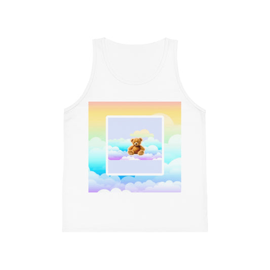 Whimsical Kid's Jersey Tank Top with Bear Design, Summer Wear, Playtime Apparel, Gift for Kids, Cute Kids Clothing