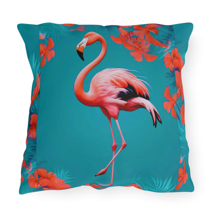 Vibrant Flamingo Outdoor Pillow, Tropical Decor, Patio Cushion, Summer Vibes, Floral Accent Pillow, Garden Decor