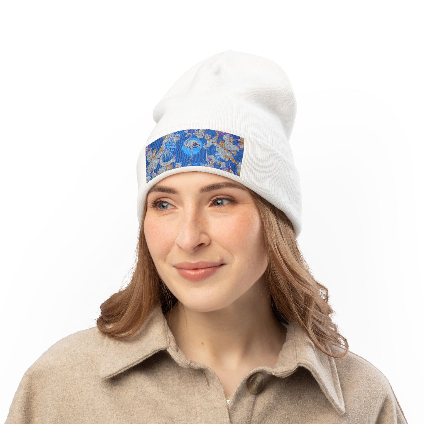 Embroidered Knit Beanie with Floral Design, Cozy Winter Accessory, Fashionable Gift for Her, Unique Style for Any Occasion, Winter Hat