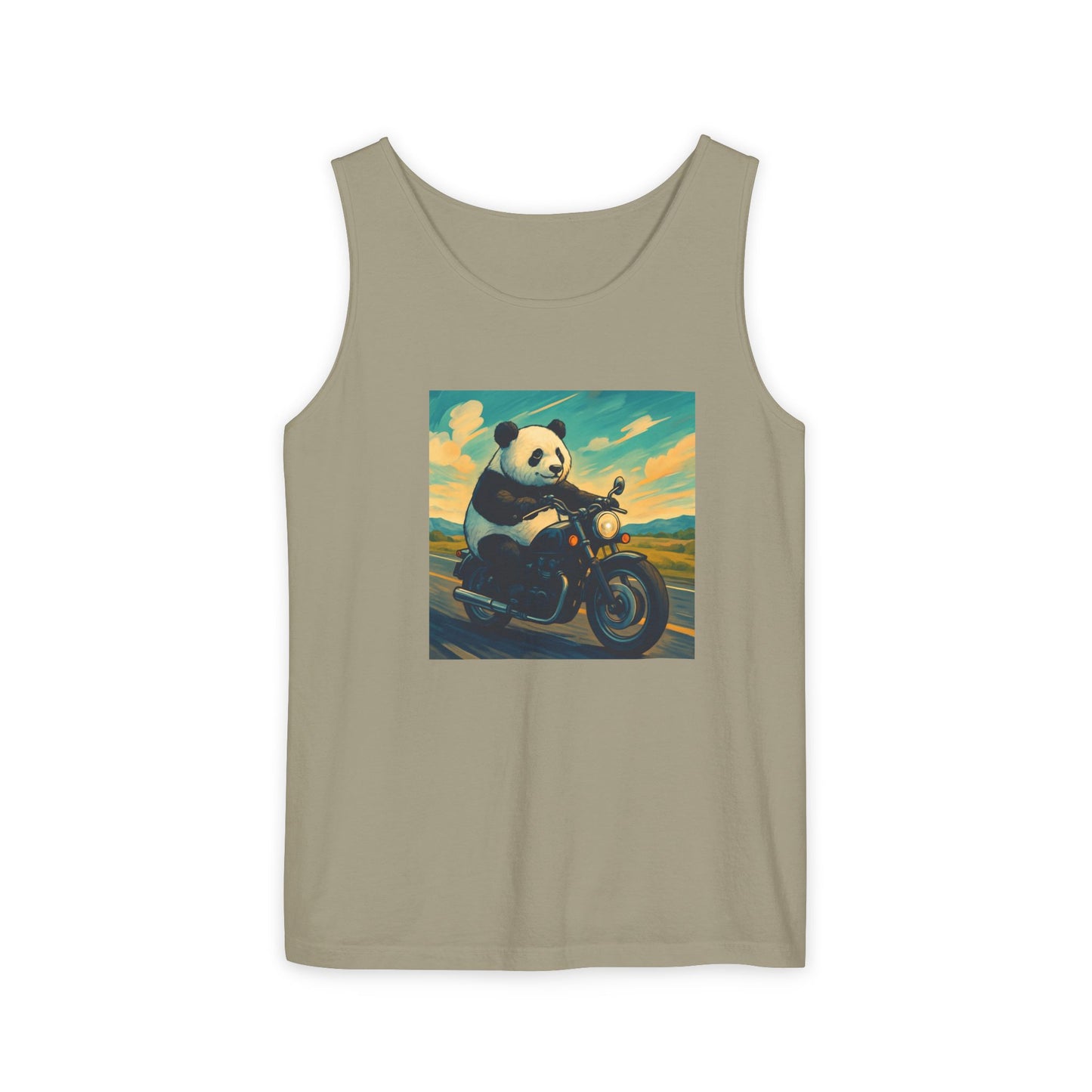 Panda Motorcycle  Tank Top, Summer Style, Gift for Animal Lovers, Trendy Casual Wear, Beach Days, Eco-Friendly Fashion